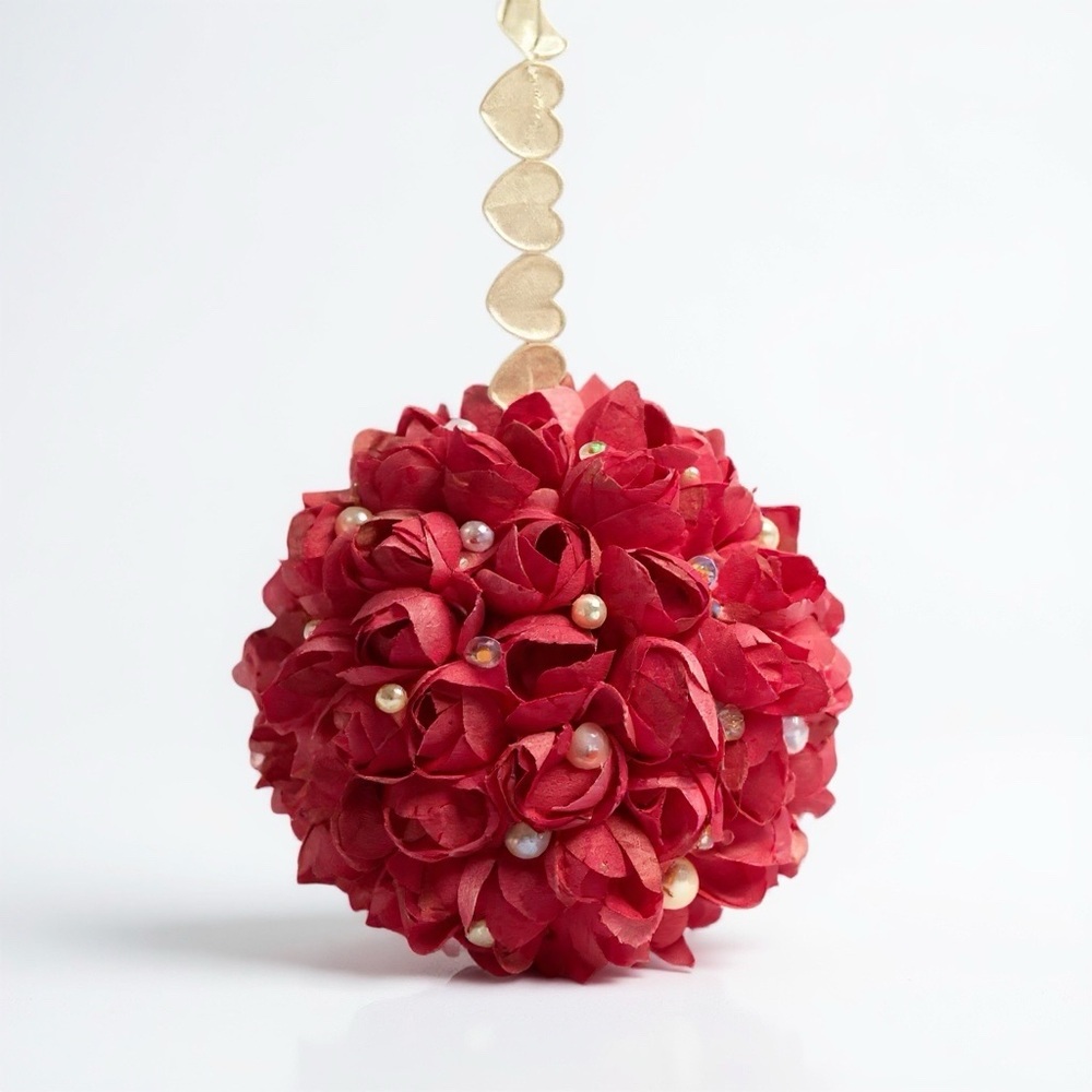 Pink Rosebud Flower Ball Hanging Pomander Kissing Ball Roses Flower Girl NEW